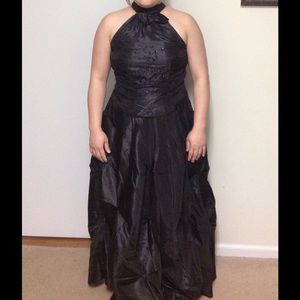 Long black beaded gown