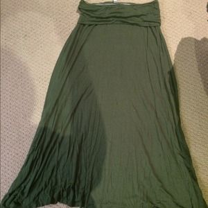 Army green maxi skirt