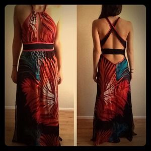 Bebe Floral Open Back Dress