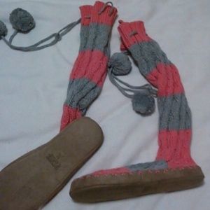 Victoria Secret Pink Striped Slipper Socks Sz 7/8