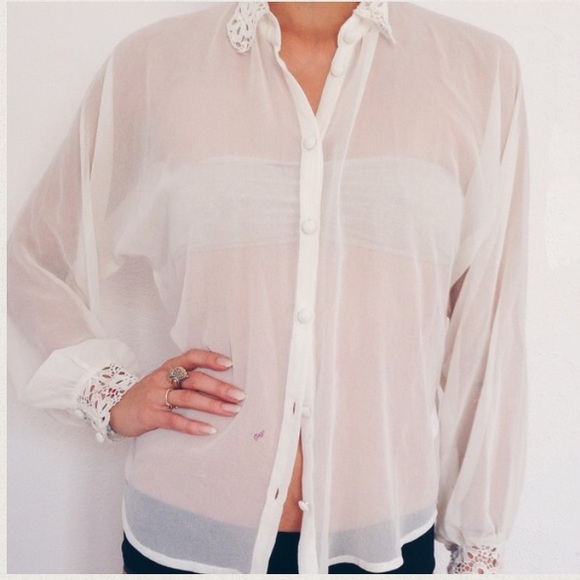 Topshop Eyelet Blouse - White - Picture 2 of 2