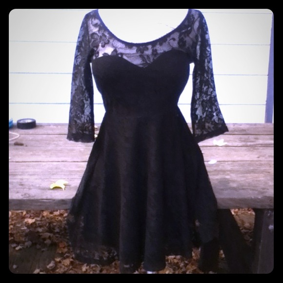 Brand new black lace skater dress