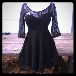 Brand new black lace skater dress