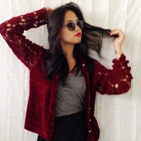 Vintage Cardigan w/ Crochet Sleeves