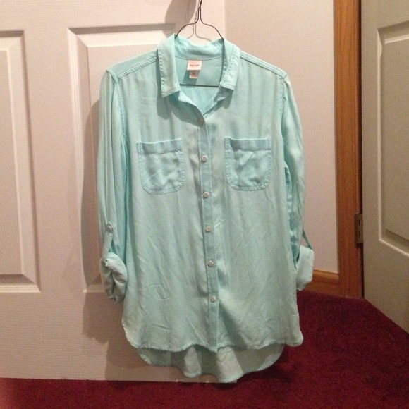 Mint colored button down shirt