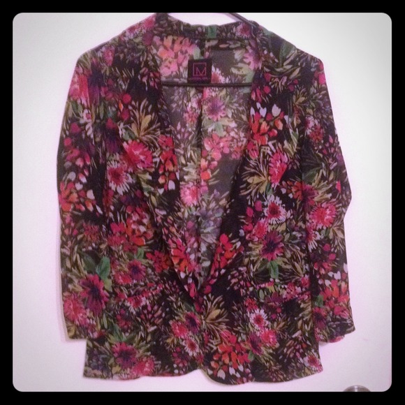 Floral chiffon blazer