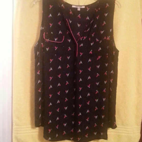 Red Bird  print top
