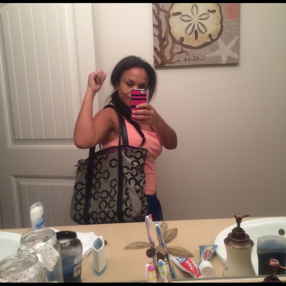 Gray and purple Coach Stylish purse☺️