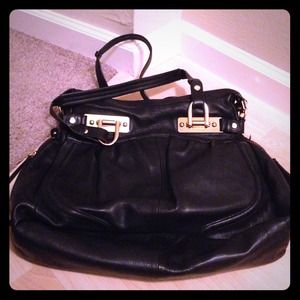 Black Leather handbag with Gold hardware!