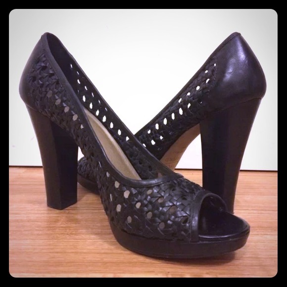 Circa Joan & David Black Peep Toe Heels Size 7.5 M