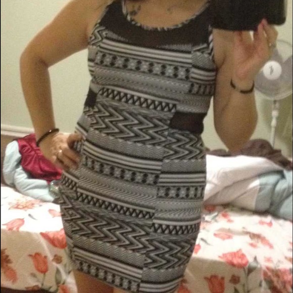 A beautiful black and white dress.
