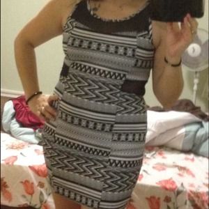 A beautiful black and white dress.