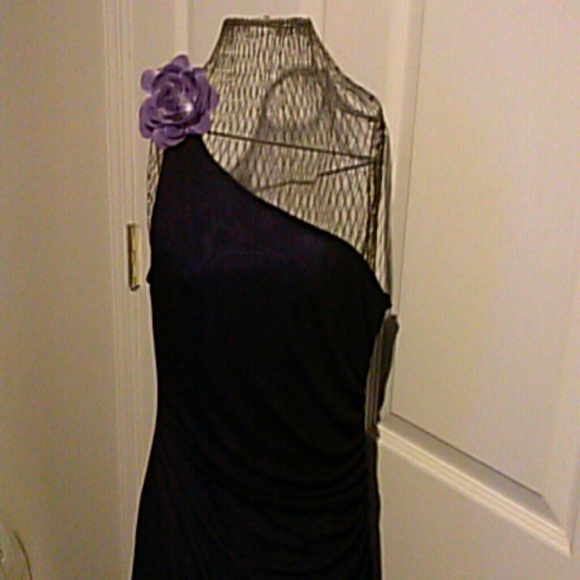 City Triangles Dresses & Skirts - Purple/black mesh One Shoulder Dress