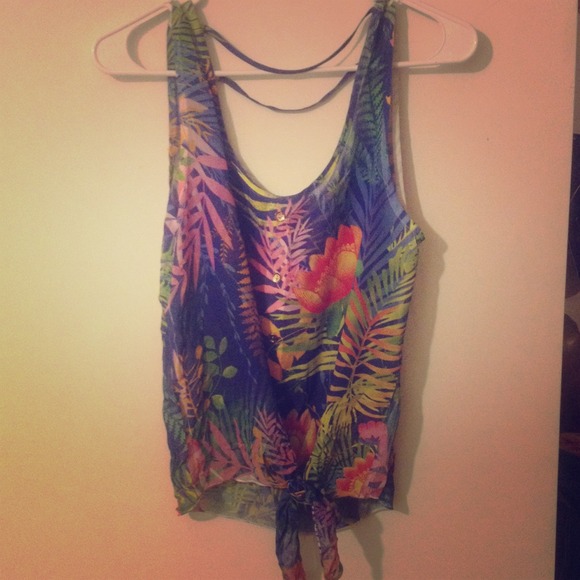 Tropical chiffon tank