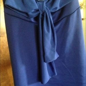 sapphire blue strapless bow dress