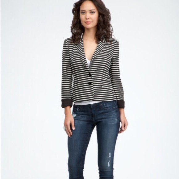 BeBe Black Knit Stripe Blazer