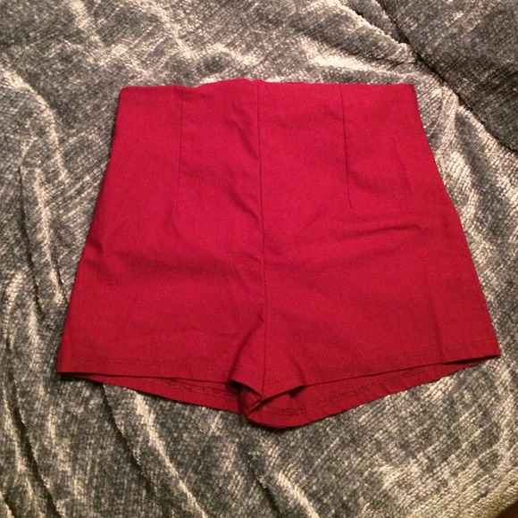 Maroon High Waist Shorts (Hot Pants!)