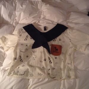 Retro patterned sailor crop top