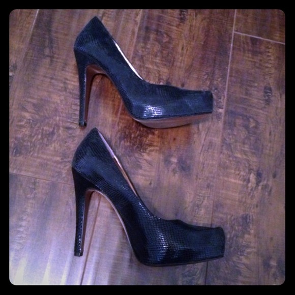 BCBGeneration Black Python Heels
