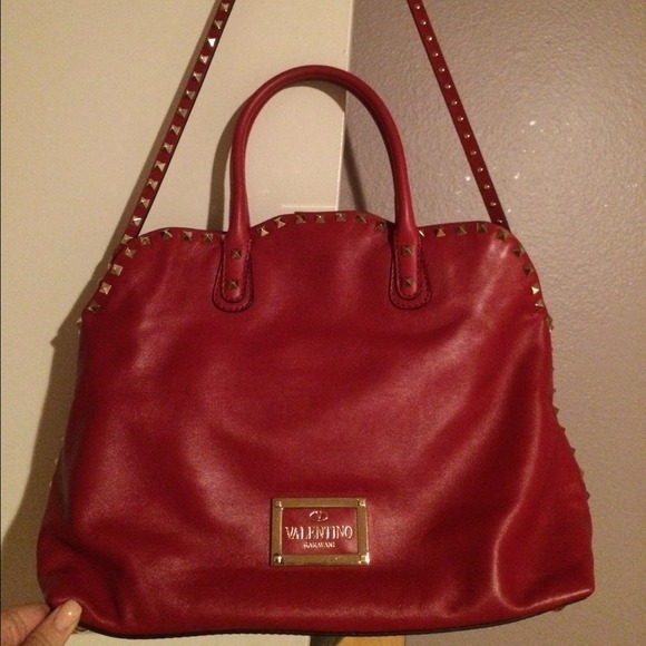 Valentino red studded bag - Picture 2 of 4