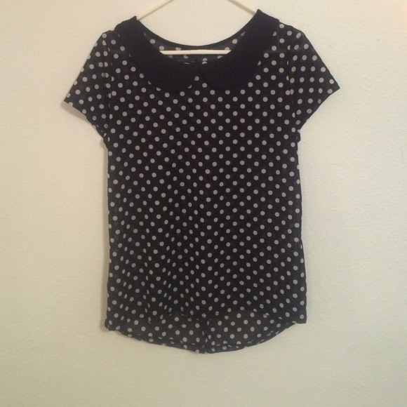 Peter Pan Collared Styled Polkadot Top