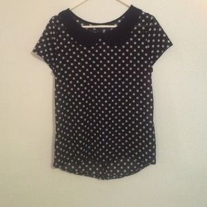 Peter Pan Collared Styled Polkadot Top