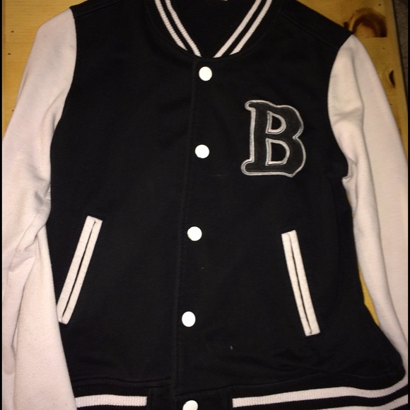 Black and white varsity Jacket with a B emblem