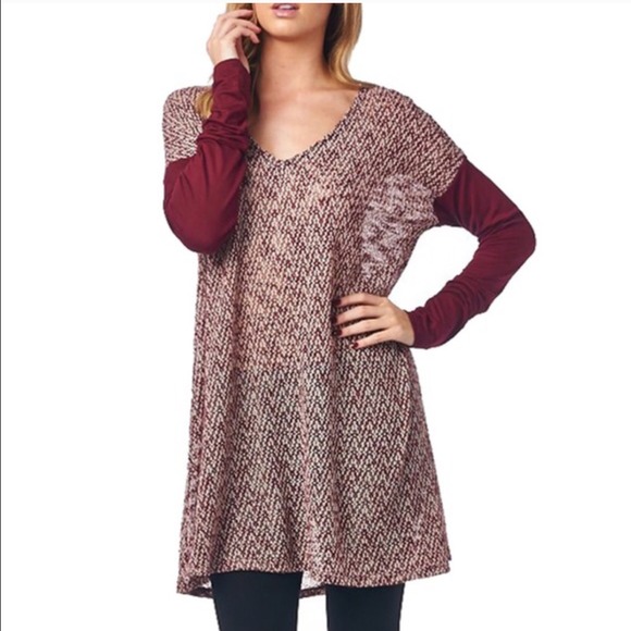 The DANNY chevron top - BURGUNDY - Picture 2 of 4