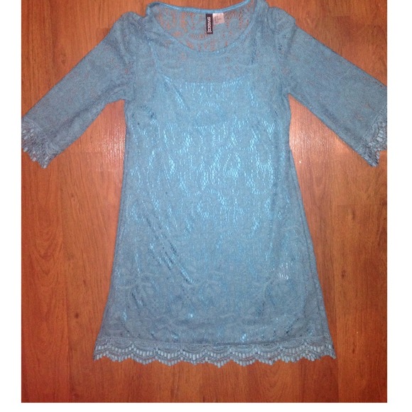 H&M teal lace dress