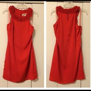 Red dress with ruffle collar! NEVER WORN!