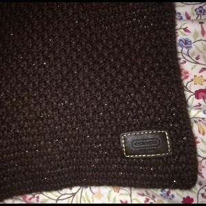 Dark brown wool cashmere Coach Scarf