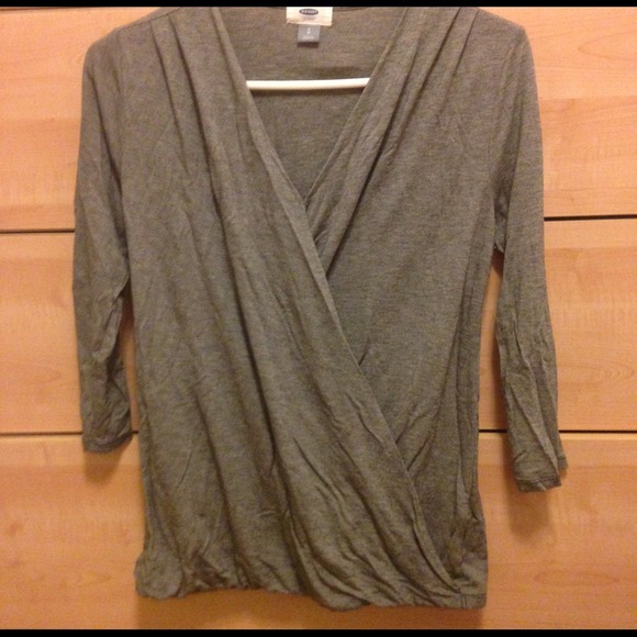 Heathered top 3/4 quarter sleeve twisted casual
