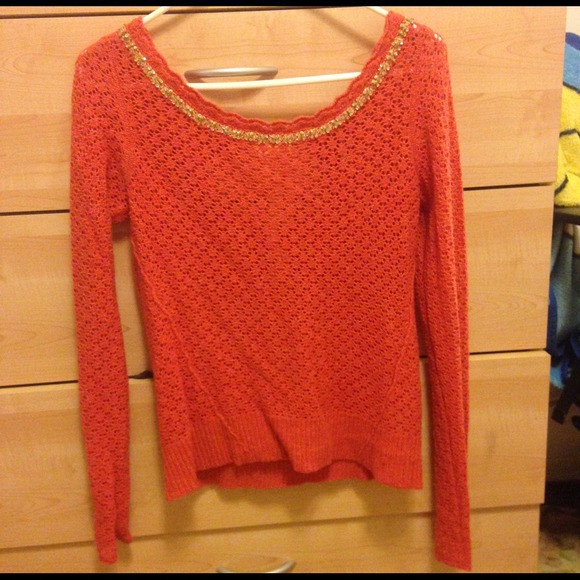 Orange embellished sweater Free People warm classy