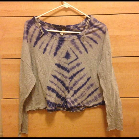 Purple Grey crop tye dye sweater top free people