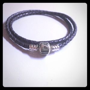 Brand new double leather pandora bracelet