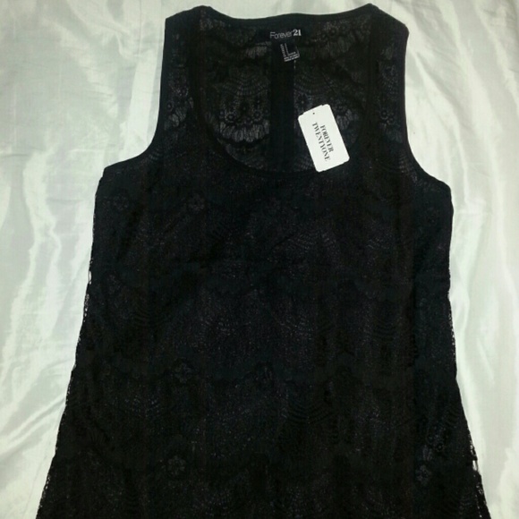 Black floral lace top