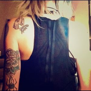 Alice+Olivia Sheer Black Tank/Ribbon Detail S!NWOT