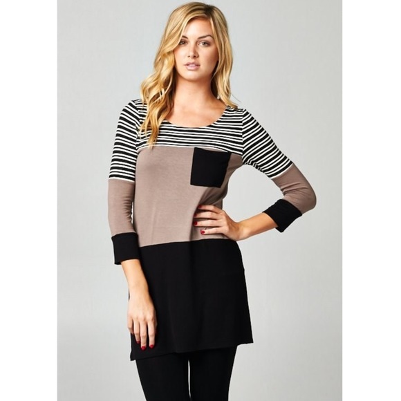 Bare Anthology Tops - CLEARANCE ❤️ "Charm" Colorblock Tunic Top