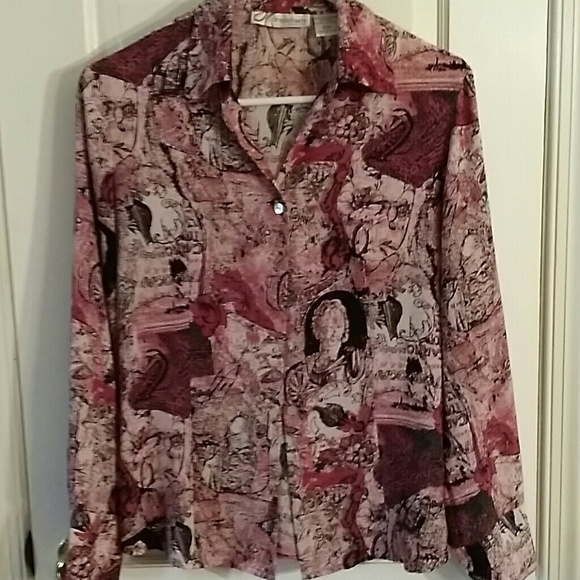 Blouse,  silky, pretty, PM sized - Picture 1 of 2