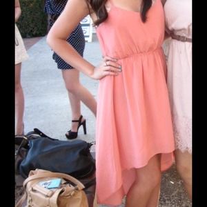Coral high low dress