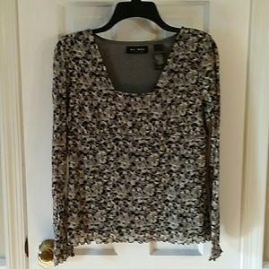 Blouse w yellow, grey, cream black colors, Unique!