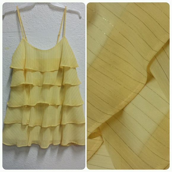 SOLD Yellow Tiered Ruffles tank top - Picture 2 of 3