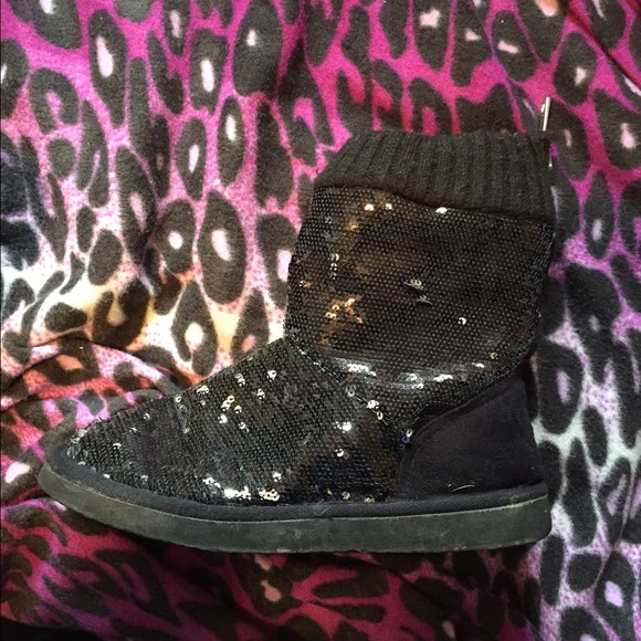 Victorias Secret-PINK black/ silver sequin boots