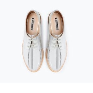 Zara metallic silver oxfords
