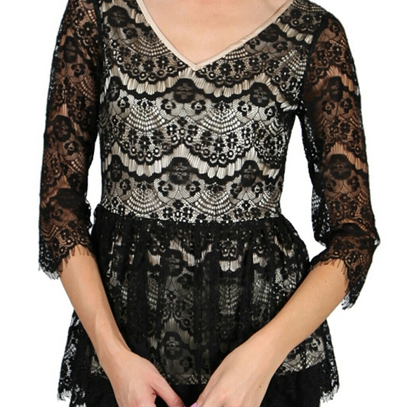 A' Reve all over lace peplum top - Picture 1 of 2