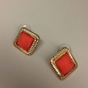 HOST PICK Coral and Gold Stud Earrings