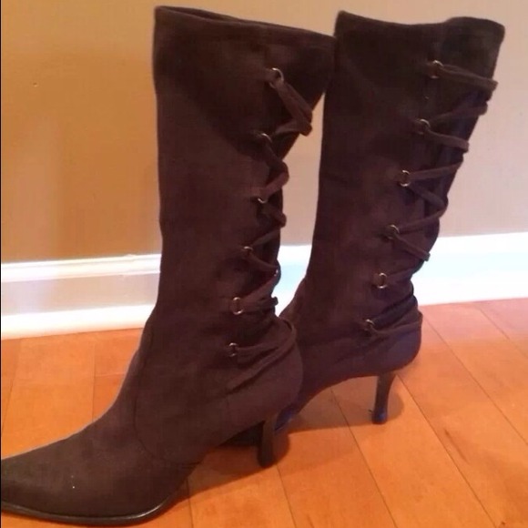 Franco Sarto Brown Suede Mid Calf Boot 3" Heel 9.5