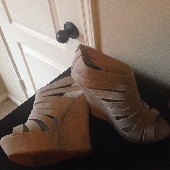 Suede Peep-Toe Wedges!
