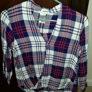 NWOT Blue and red plaid shirt