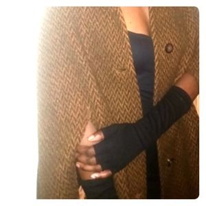 Vintage Herringbone Print Wool Cape